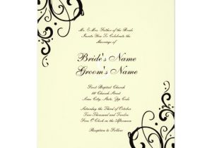 Black and Cream Wedding Invitations Black and Cream Flourish Wedding Invitation Zazzle