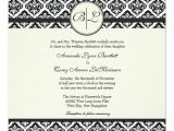 Black and Cream Wedding Invitations Black and Cream Monogram Damask Wedding Invitation Zazzle