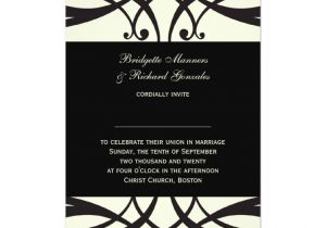 Black and Cream Wedding Invitations Black Cream Wedding Invitations Art Deco Zazzle