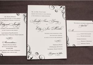 Black and Cream Wedding Invitations formal Black Cream Elegant Swirls Scrolls Wedding