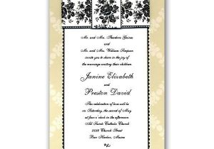 Black and Cream Wedding Invitations Rose Pattern Bow Black Cream Wedding Invitations