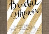 Black and Gold Bridal Shower Invitations Black & Gold Bridal Shower Invitation Glitter Stripes Metallic