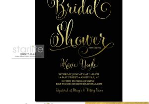 Black and Gold Bridal Shower Invitations Black and Gold Bridal Shower Invitation Fancy Script