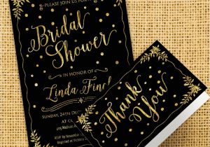 Black and Gold Bridal Shower Invitations Black and Gold Bridal Shower Invitation Gold by Chromopaperie