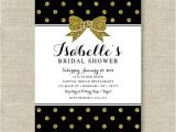Black and Gold Bridal Shower Invitations Black and Gold Glitter Bow Bridal Shower Invitation Polka Dot