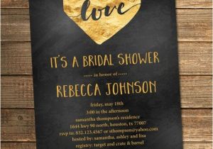 Black and Gold Bridal Shower Invitations Gold and Black Bridal Shower Invitation Gold Foil Love