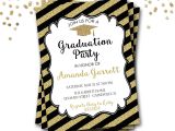 Black and Gold Graduation Party Invitations Black and Gold Graduation Invitation Gold Graduation