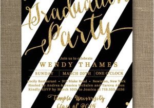 Black and Gold Graduation Party Invitations Gold Black and White Graduation Party by Digibuddhapaperie