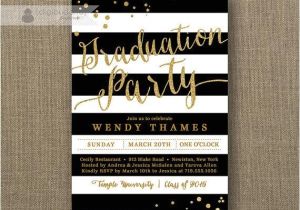 Black and Gold Graduation Party Invitations Gold Black and White Graduation Party Invitation Glitter