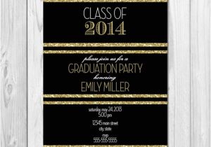 Black and Gold Graduation Party Invitations Graduation Party Invitation Black White and Gold