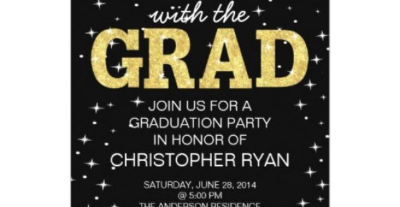 Black and Gold Graduation Party Invitations Personalized Glitter Graduation Invitations