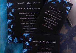 Black and Royal Blue Wedding Invitations Elegant Damask Black and Blue Wedding Invitations Ewi037