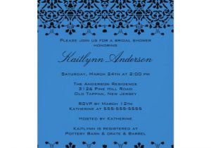 Black and Royal Blue Wedding Invitations Royal Blue Black Damask Bridal Shower Invitation