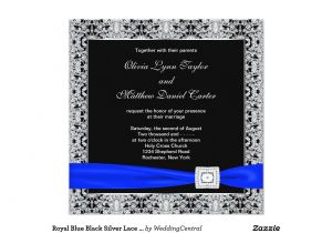 Black and Royal Blue Wedding Invitations Royal Blue Black Silver Lace Wedding Invitation