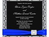 Black and Royal Blue Wedding Invitations Royal Blue Black Silver Lace Wedding Invitation Zazzle