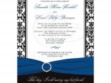 Black and Royal Blue Wedding Invitations Wedding Invitation Black White Damask Printed Royal