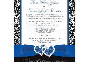 Black and Royal Blue Wedding Invitations Wedding Invitation Optional Photo Royal Blue White