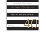 Black and White 40th Birthday Party Invitations 40th Birthday Invitation Black and White Stripes