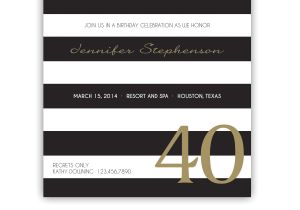 Black and White 40th Birthday Party Invitations 40th Birthday Invitation Black and White Stripes