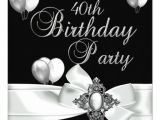 Black and White 40th Birthday Party Invitations 40th Birthday Party Black White Silver Balloons 5 25×5 25