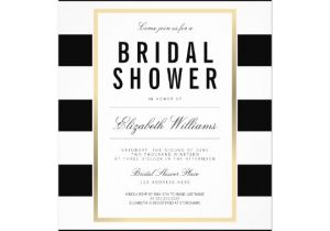 Black and White Bridal Shower Invitation Templates Chic Black White Striped Gold Bridal Shower Invite
