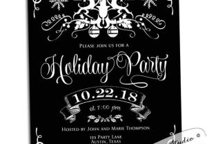 Black and White Christmas Party Invitations Black and White Holiday Party Invitation Christmas by
