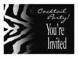 Black and White Cocktail Party Invitations Funky Zebra Black White Cocktail Party Personalized