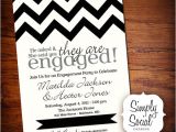 Black and White Engagement Party Invitations Black and White Chevron Engagement Party Invitation