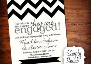 Black and White Engagement Party Invitations Black and White Chevron Engagement Party Invitation
