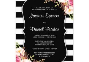 Black and White Engagement Party Invitations Black and White Stripe Engagement Party Invitation Zazzle