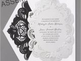 Black and White Lace Wedding Invitations Designs Black and White Wedding Invitations with Red Rose