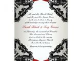 Black and White Lace Wedding Invitations Red White and Black Lace Wedding Invitation Zazzle
