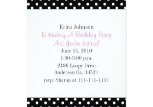 Black and White Polka Dot Birthday Invitations Black and White Polka Dot Print Party Invitation Zazzle
