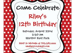 Black and White Polka Dot Birthday Invitations Red Black Polka Dots Birthday Party Invitations 5 25