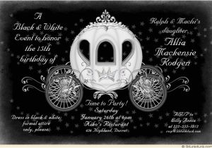 Black and White Quinceanera Invitations Two toned Fairytale Quinceanera Invitation Black White