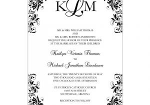 Black and White Wedding Invitation Template Kaitlyn Wedding Invitation Black White Wedding Template Shop