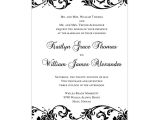 Black and White Wedding Invitation Template Tropical Damask Wedding Invitation Black White Wedding
