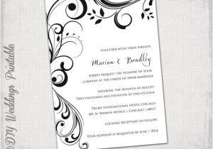 Black and White Wedding Invitation Template Wedding Invitation Templates Black and White