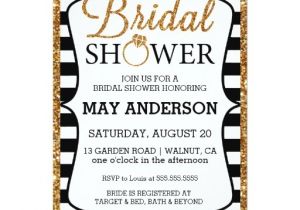 Black White and Gold Bridal Shower Invitations Black&white Gold Glitter Bridal Shower Invitation