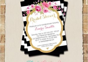 Black White and Gold Bridal Shower Invitations Bridal Shower Invitation Glitter Gold Invitation Peony