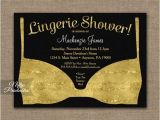 Black White and Gold Bridal Shower Invitations Bridal Shower Invitation Gold Black Lingerie Printed