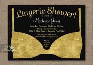 Black White and Gold Bridal Shower Invitations Bridal Shower Invitation Gold Black Lingerie Printed