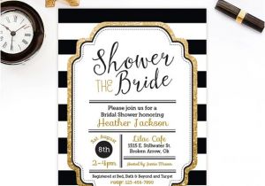 Black White and Gold Bridal Shower Invitations Bridal Shower Invitation Gold Glitter Bridal Shower