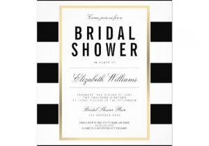 Black White and Gold Bridal Shower Invitations Chic Black White Striped Gold Bridal Shower Invite