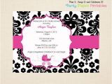 Black White and Pink Baby Shower Invitations Black and White Damask Baby Shower Invitation with Hot