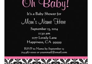 Black White and Pink Baby Shower Invitations Cute Black White Feather Pink Damask Baby Shower 5 25×5 25