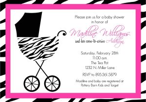 Black White and Pink Baby Shower Invitations Pink and Black Zebra Baby Shower Invitations