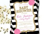 Black White and Pink Baby Shower Invitations Pink Black and White Baby Shower Invitation Pink and