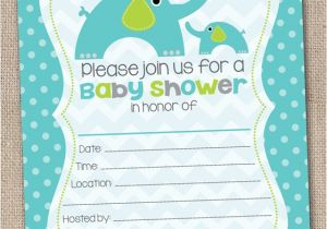 Blank Baby Boy Shower Invites Ink Obsession Designs Fill In the Blank Elephant Baby