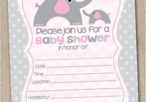 Blank Baby Shower Invites Ink Obsession Designs Fill In the Blank Elephant Baby